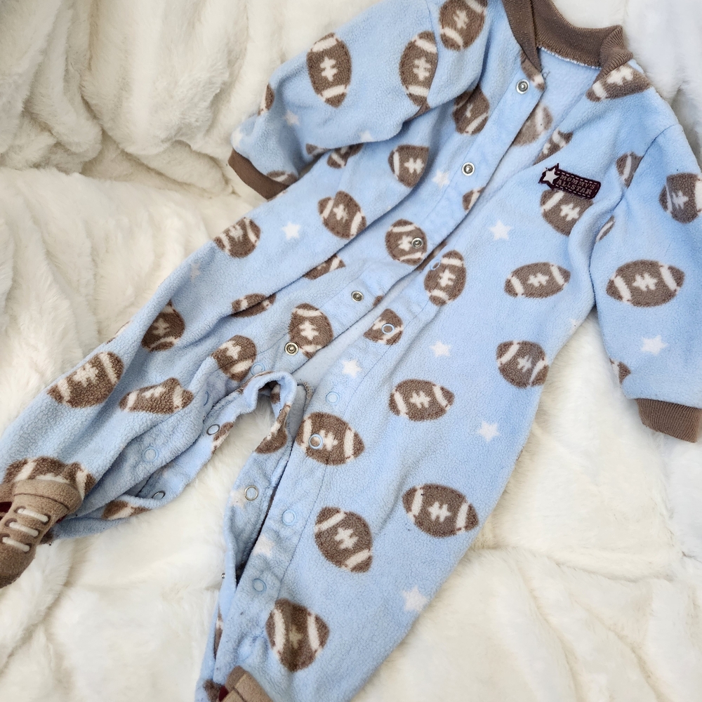 Carter's Light Blue Football Print Footie